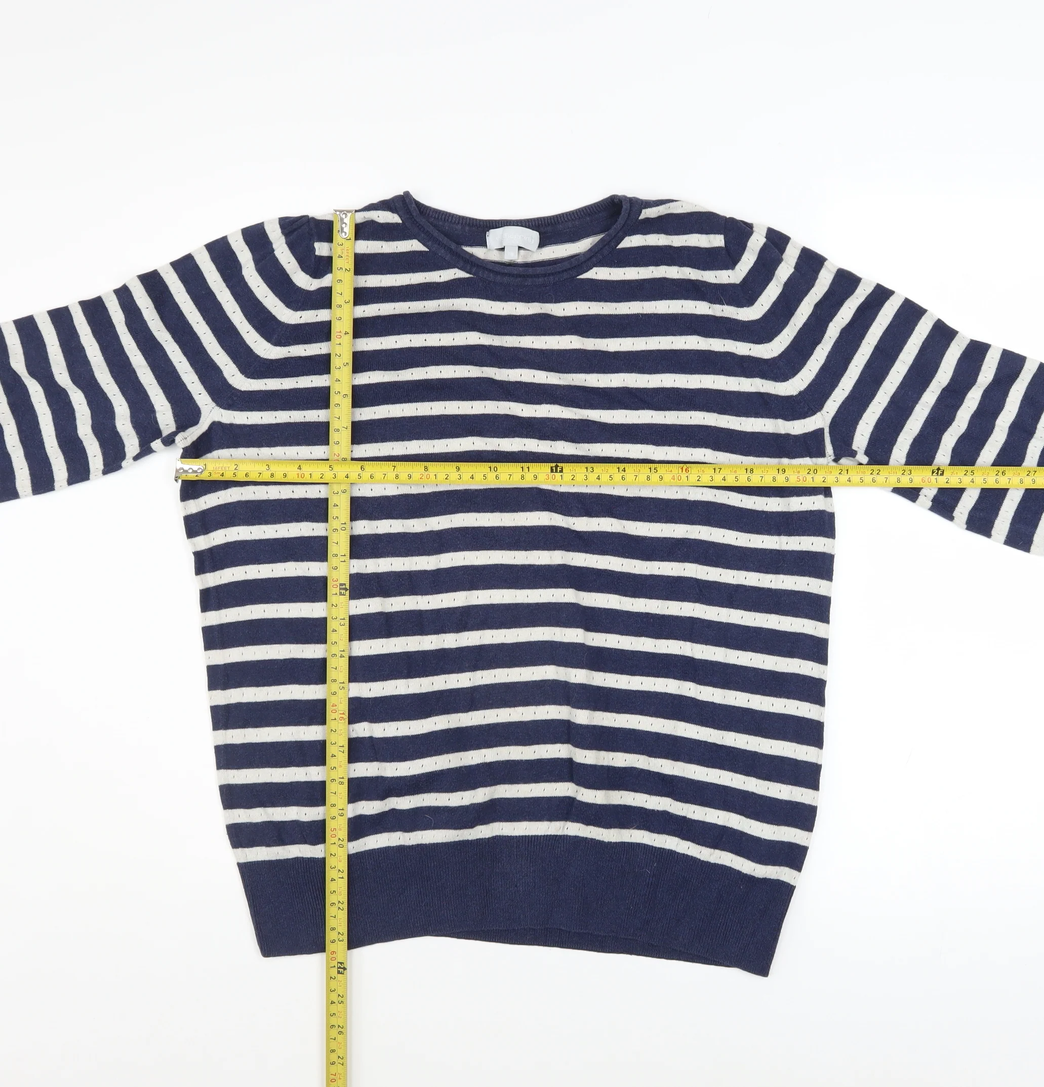 Red Herring Women's Blue Striped Cotton Jumper Size 16 - Image 2