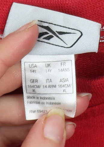 Reebok Boys Red Pullover Sweatshirt 14 Years Crew Neck Logo Sports Top - Image 6