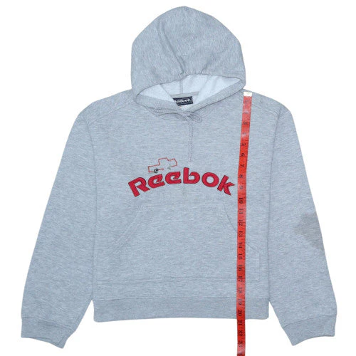 Reebok Essentials Women's Grey Pullover Hoodie Size L Embroidered Logo - Image 2