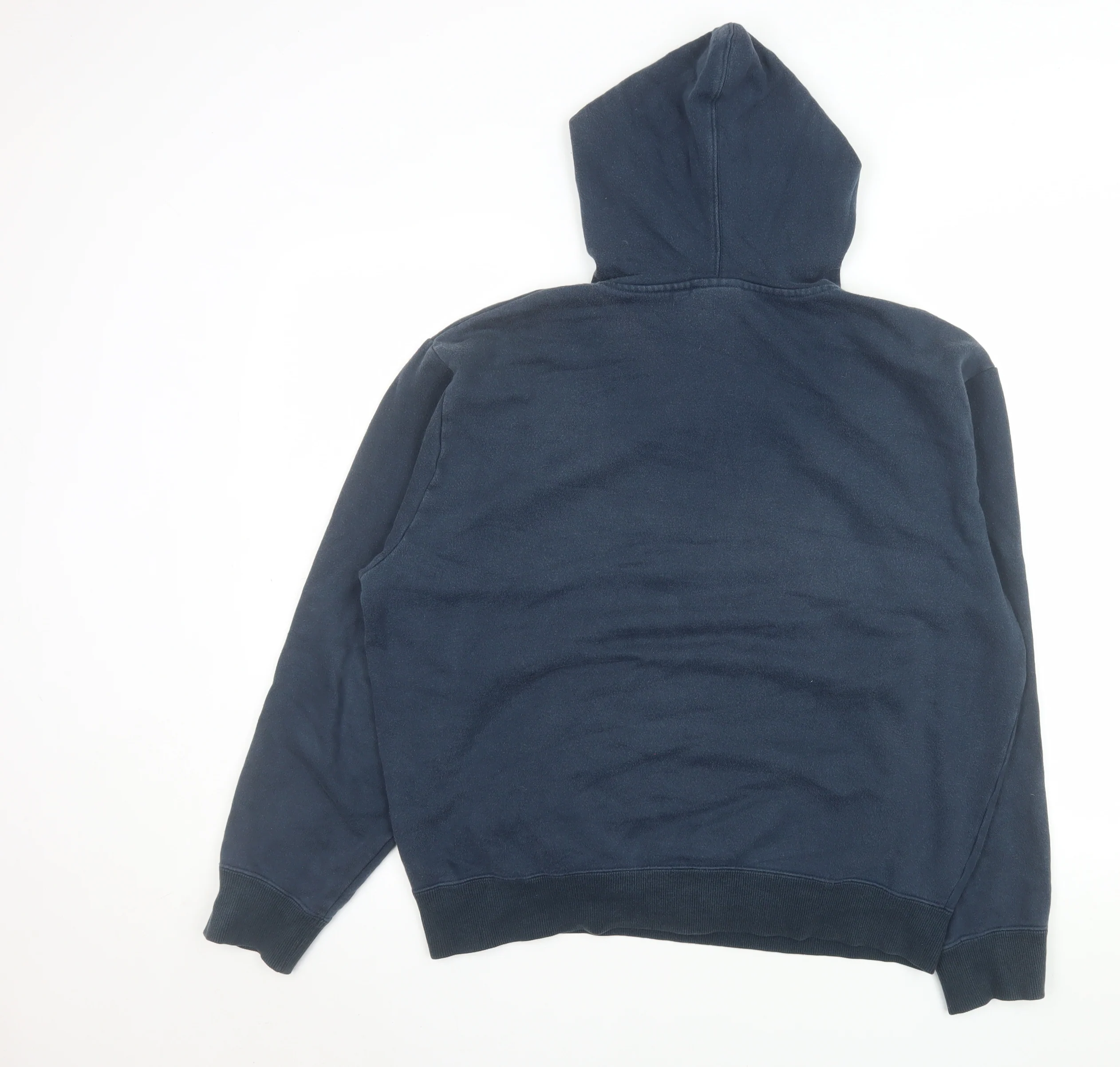 Reebok Men Blue Pullover Hoodie L Fleece Logo Sportswear - Image 3