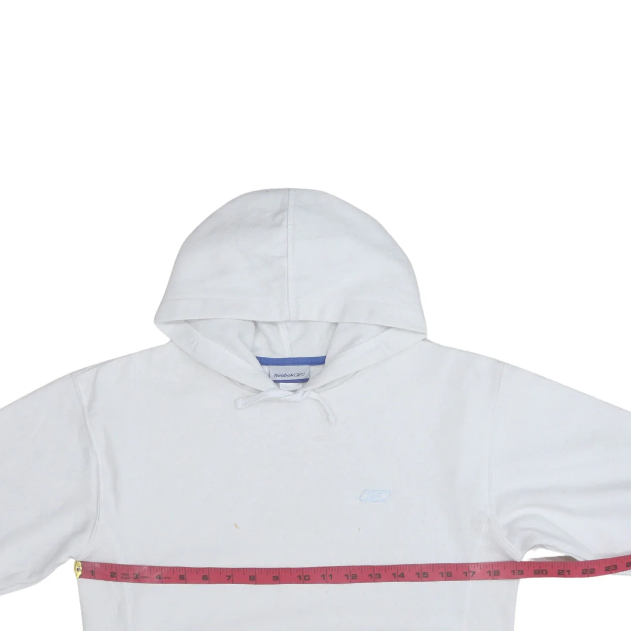 Reebok Men’s White Pullover Hoodie Size M Logo Fleece Sweatshirt - Image 3