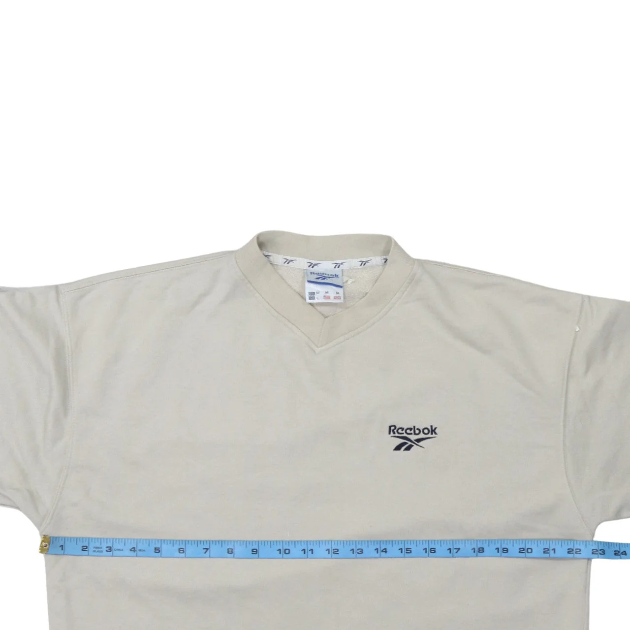 Reebok Mens Beige Logo Pullover Sweatshirt Size M Vintage - Image 2