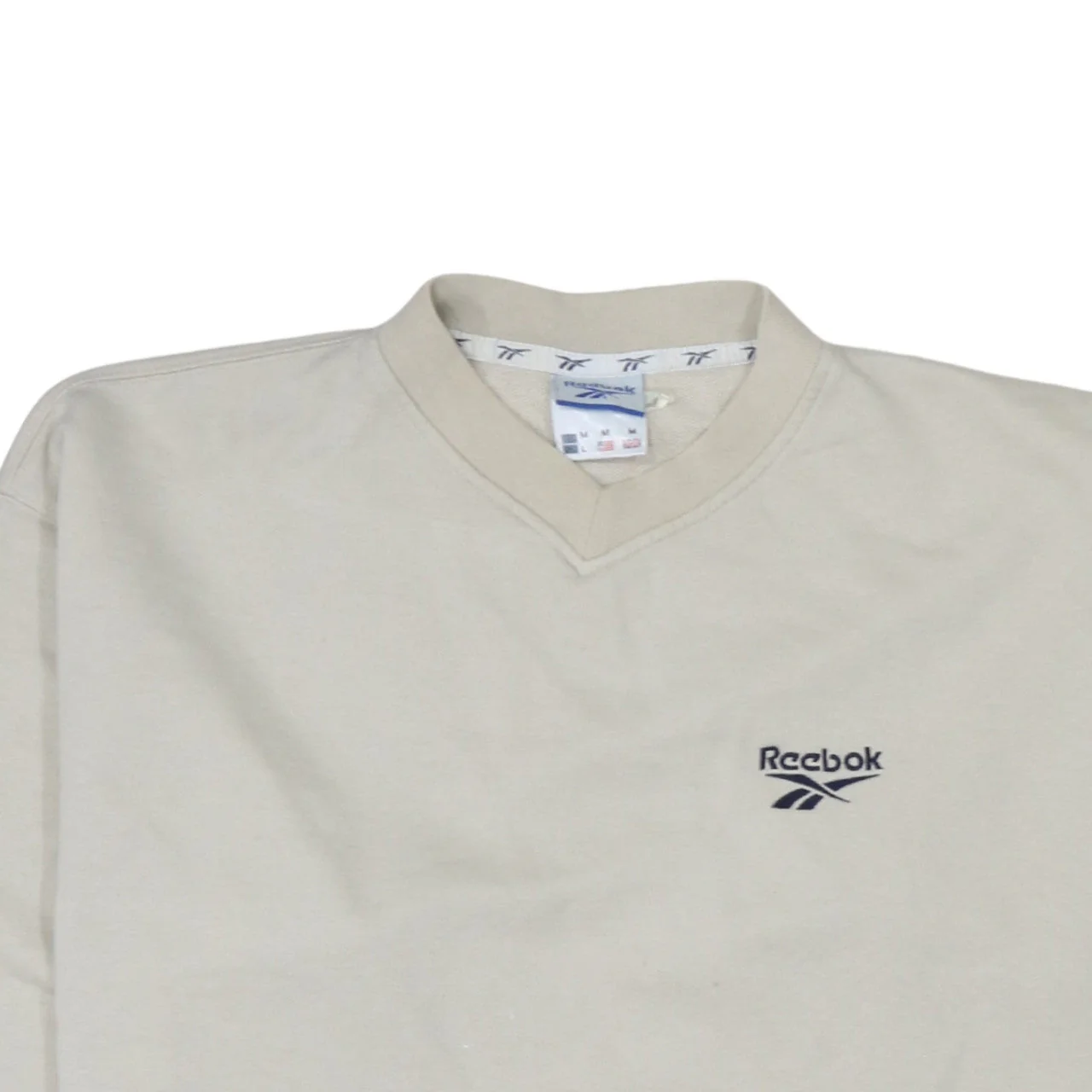Reebok Mens Beige Logo Pullover Sweatshirt Size M Vintage - Image 7