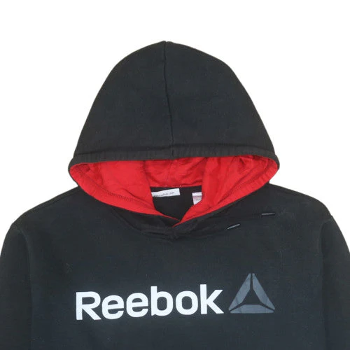 Reebok Mens Black XL Pullover Hoodie with Red Hood Lining - Image 8