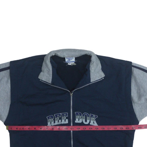 Reebok Mens Blue Grey Full Zip Sweatshirt M Logo Sportswear - Image 2