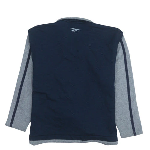 Reebok Mens Blue Grey Full Zip Sweatshirt M Logo Sportswear - Image 4