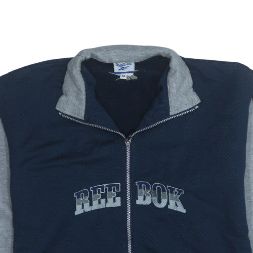 Reebok Mens Blue Grey Full Zip Sweatshirt M Logo Sportswear - Image 8