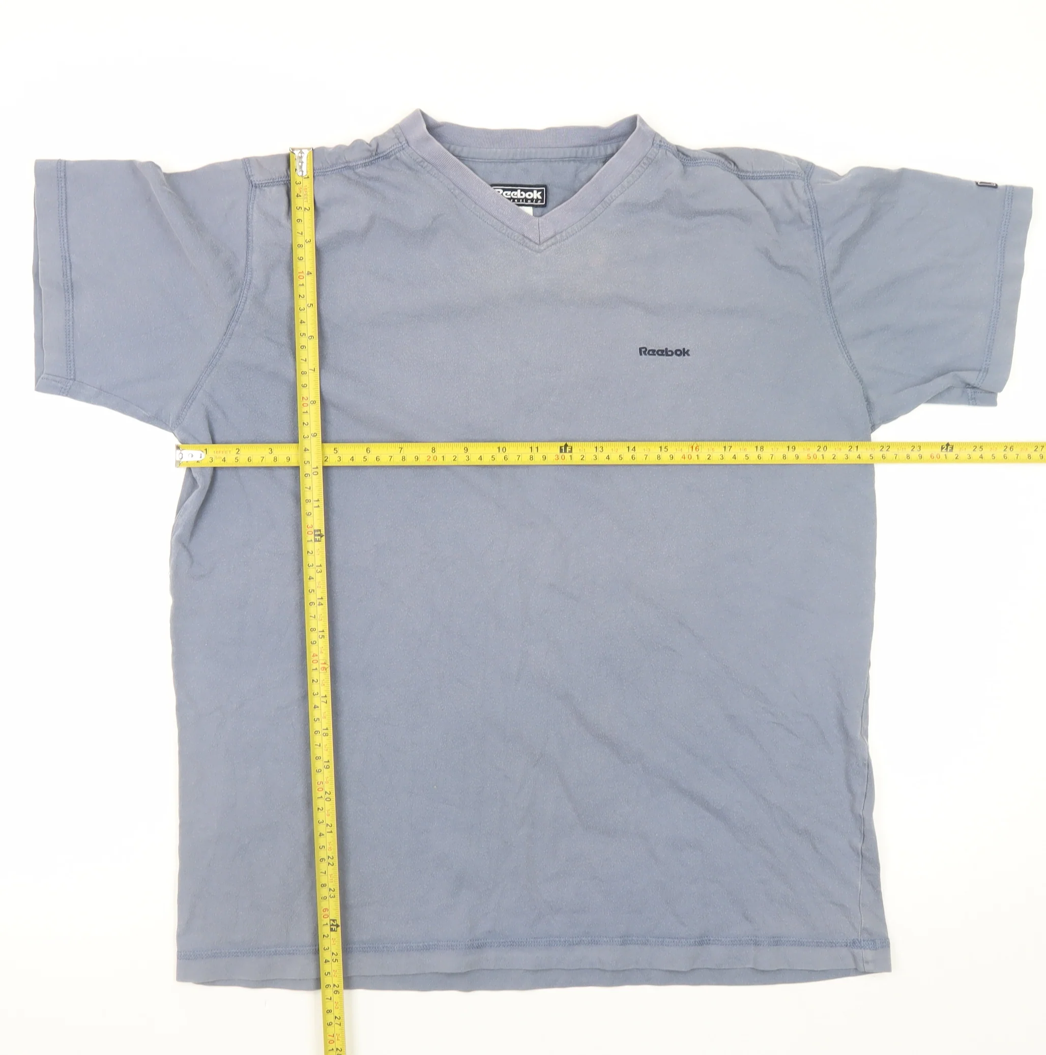 Reebok Men's Blue V-Neck Short Sleeve Cotton T-Shirt Size L - Image 2