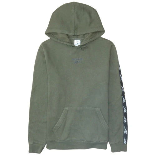 Reebok Men's Green Pullover Hoodie Small Logo Fleece Sweatshirt
