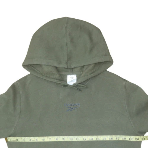 Reebok Men's Green Pullover Hoodie Small Logo Fleece Sweatshirt - Image 2