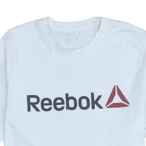 Reebok Men's White Crew Neck Graphic Logo Short Sleeve T-Shirt M - Image 8
