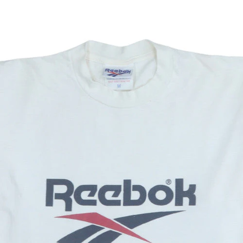 Reebok Men's White Graphic Print Crew Neck Cotton T-Shirt M - Image 6