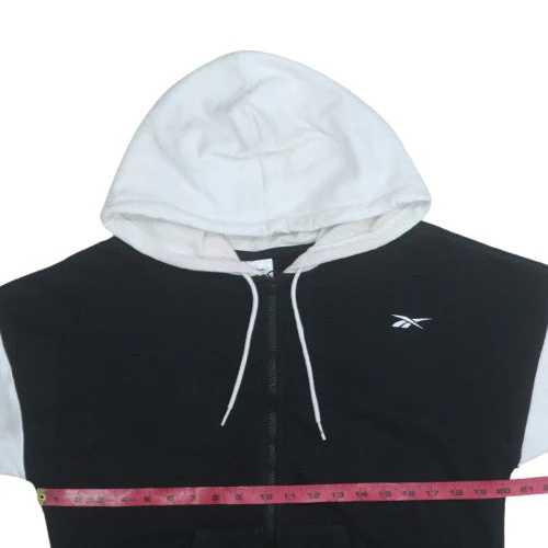 Reebok Womens Black & White Full Zip Hoodie Size S Casual Sportswear - Image 2