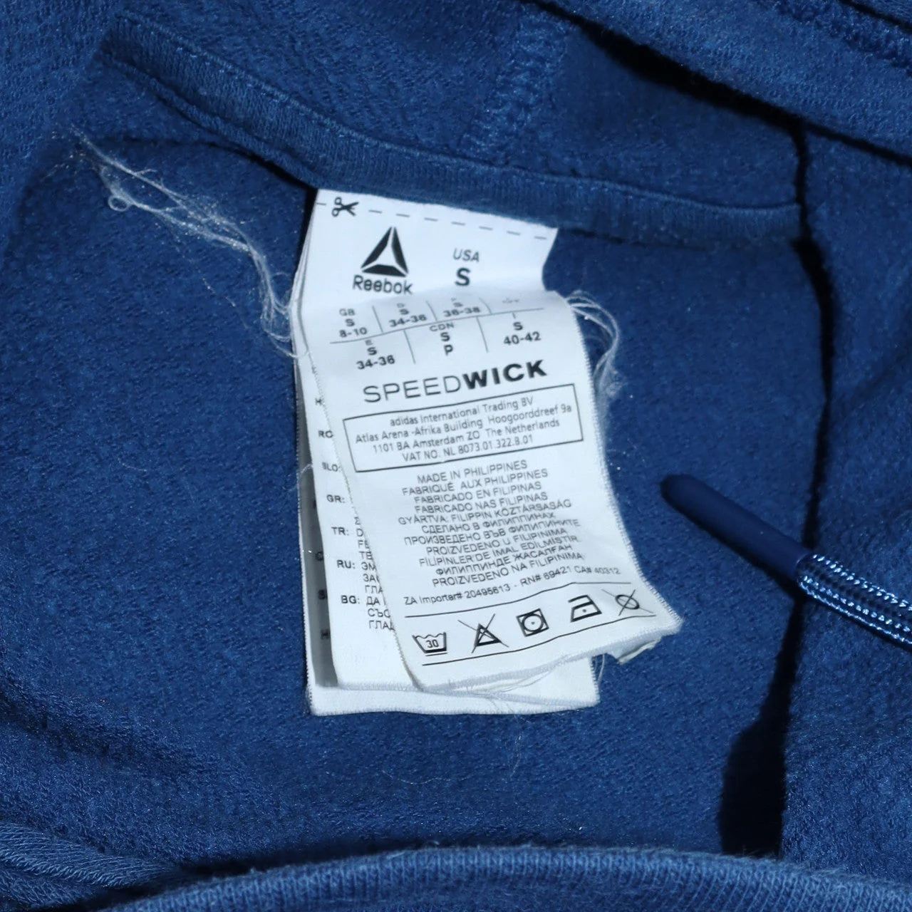 Reebok Women's Blue Pullover Hoodie Small Speedwick Cotton Blend - Image 5