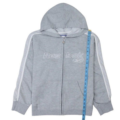 Reebok Womens Grey Full Zip Hoodie Size M Classic Logo Sportswear - Image 2