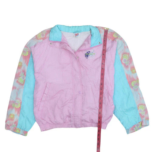 Reebok Womens Pink Blue 90s Bomber Jacket Small Nylon Vintage - Image 3