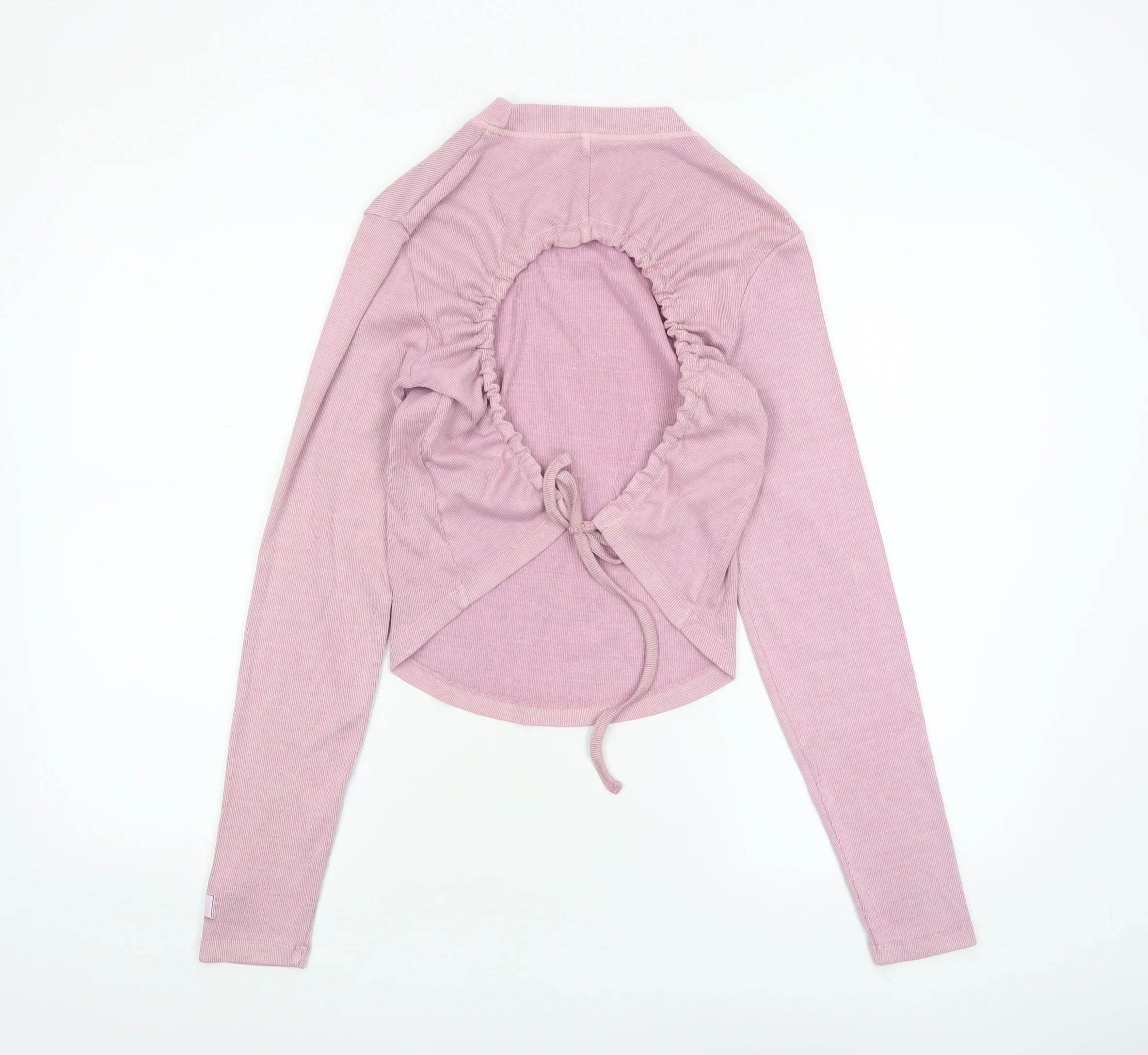 Reebok Women's Pink Cropped Long Sleeve Crew Neck Top Size S - Image 3