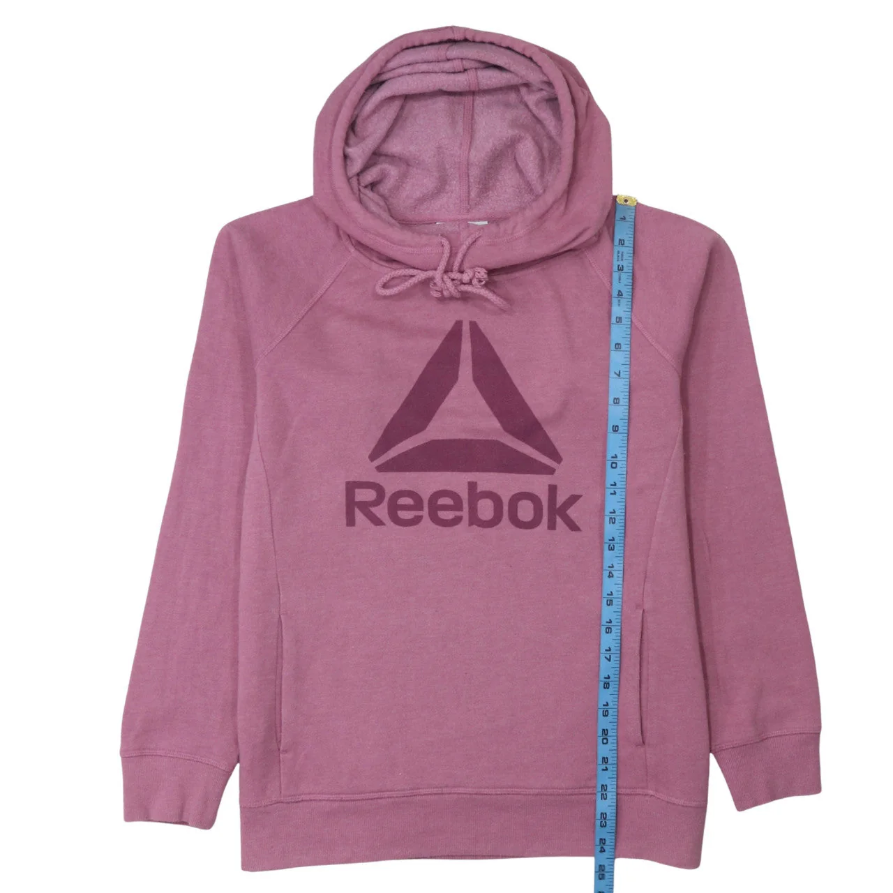 Reebok Womens Pink Pullover Hoodie Sweatshirt L Hooded Logo Casual - Image 3