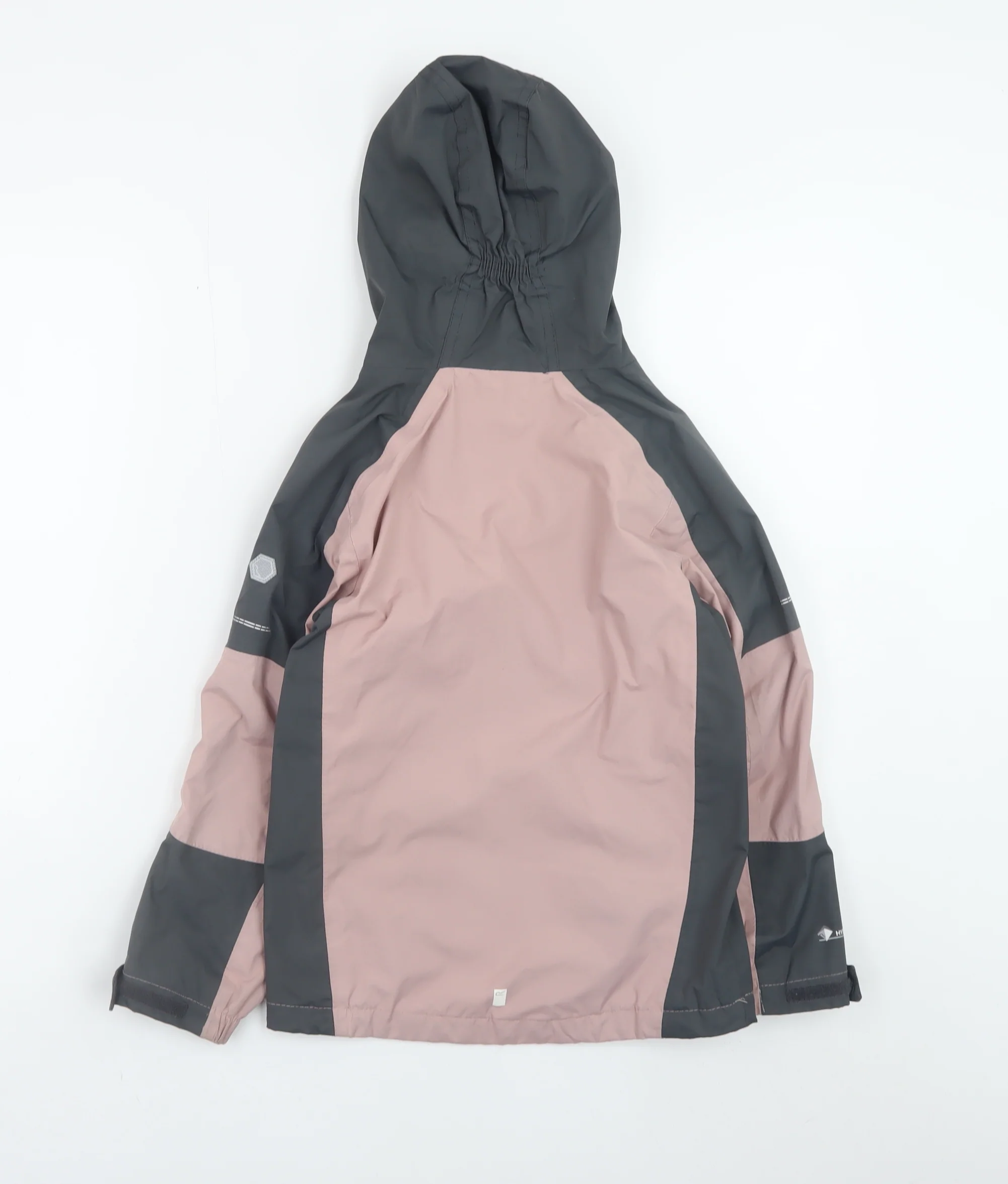 Regatta Girls Pink & Charcoal Waterproof Hooded Rain Jacket 7-8 Years - Image 3