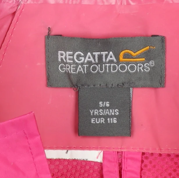 Regatta Girls Pink Hooded Lightweight Rain Coat 5-6 Years Waterproof Jacket - Image 4