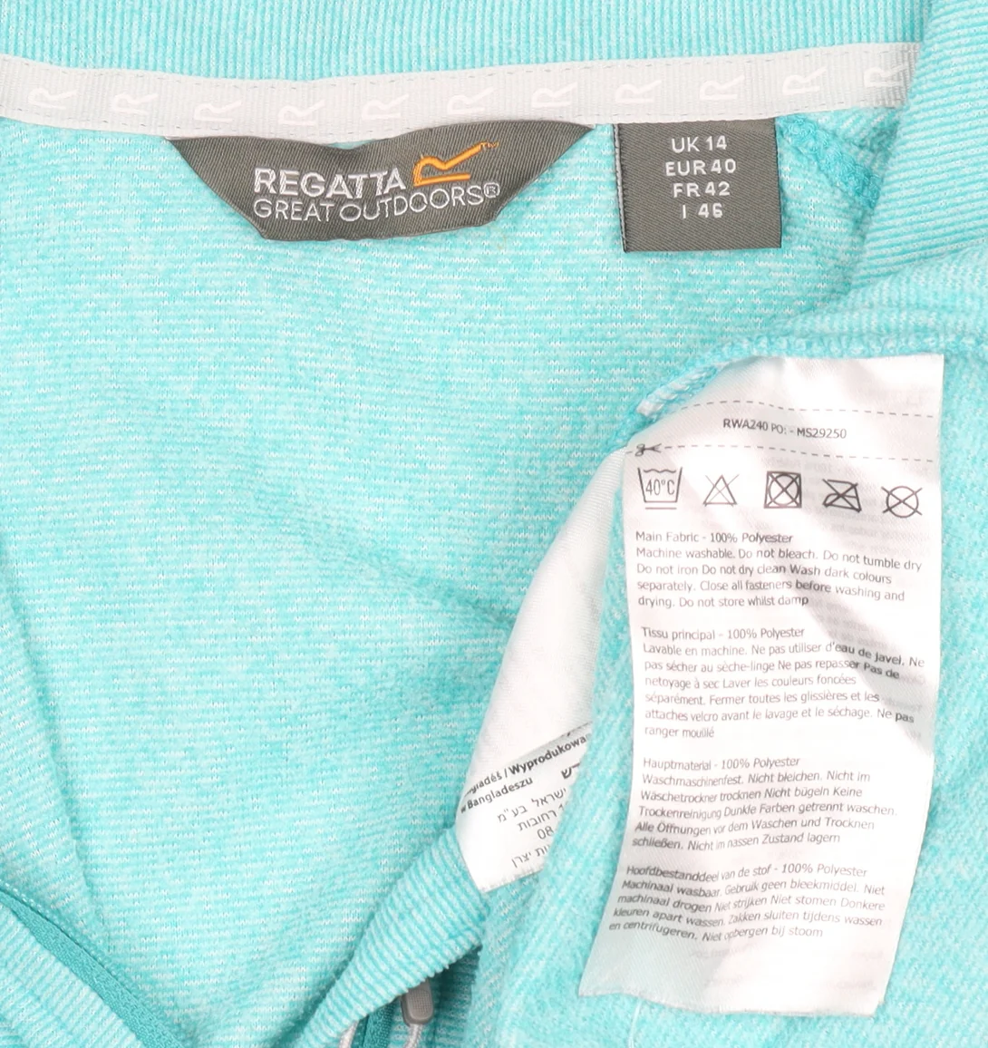 Regatta Great Outdoors Women’s Blue 1/2 Zip Sweatshirt UK 14 Polyester - Image 4