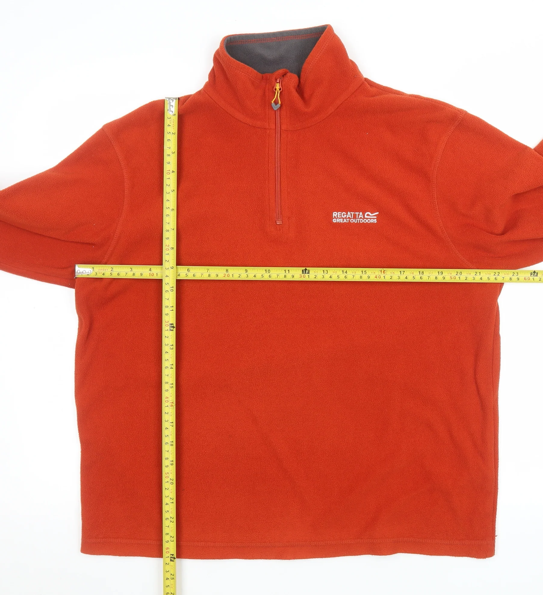 Regatta Men’s Orange Fleece 1/4 Zip Pullover Sweatshirt UK M - Image 2