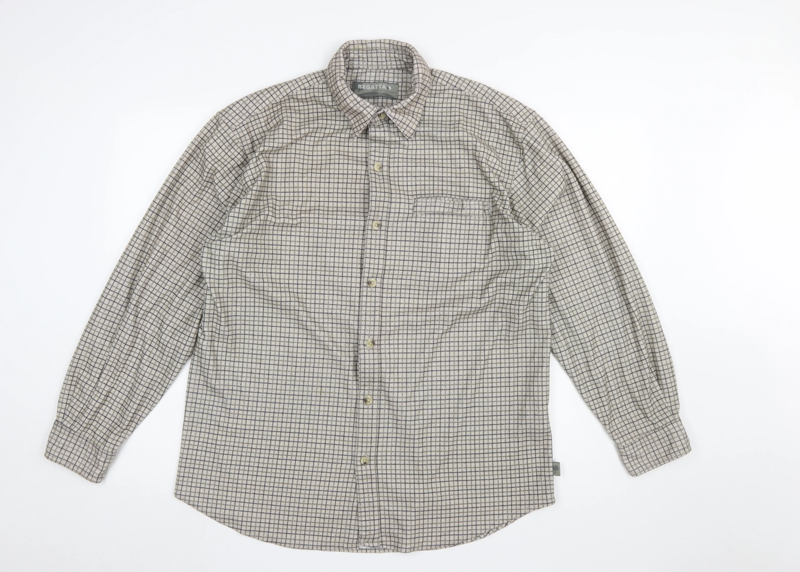 Regatta Men's Beige Check Long Sleeve Button-Up Shirt Size L