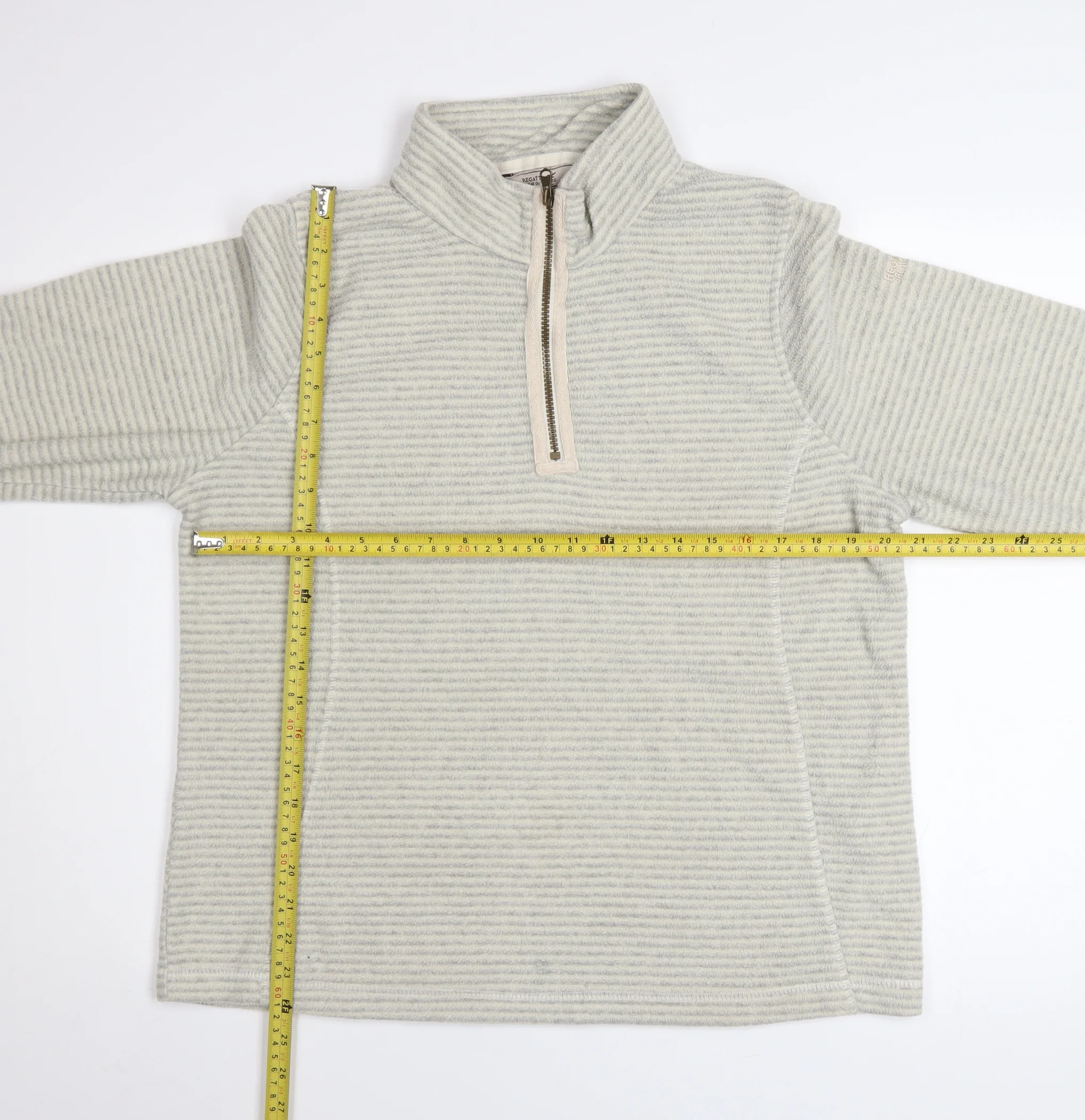 Regatta Women Grey Striped 1/4 Zip Fleece Sweatshirt UK 14 - Image 2