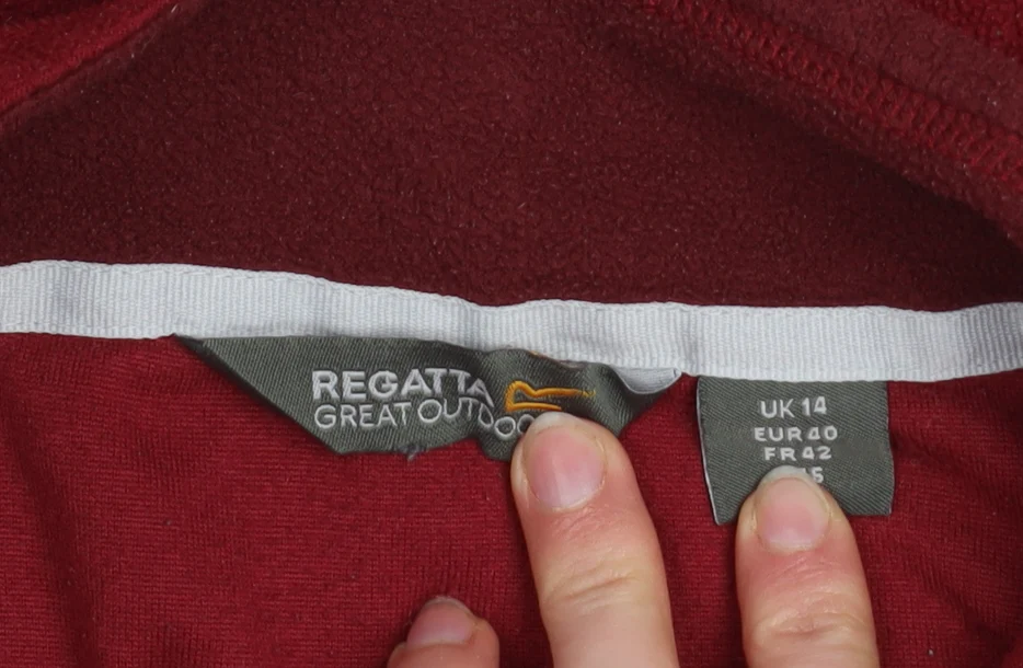 Regatta Womens Red Fleece 1/4 Zip Pullover Sweatshirt UK 14 - Image 4