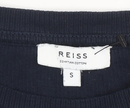 Reiss Men’s Blue Egyptian Cotton Crew Neck Short Sleeve T-Shirt S - Image 4