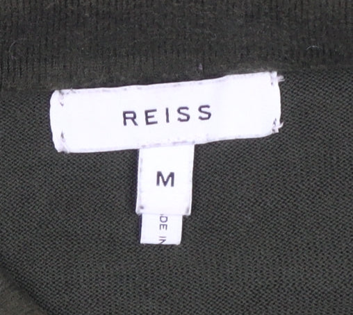 Reiss Men's Green Cotton 1/4 Zip Collared Jumper Size M - Image 4