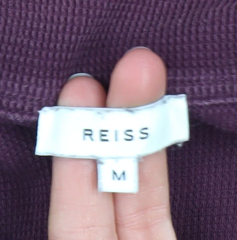 Reiss Men's Purple Short Sleeve Collared Knit Cotton Top M - Image 4