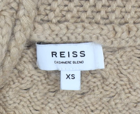 Reiss Women Beige XS Cable-Knit Cashmere Blend Cowl Neck Jumper - Image 4