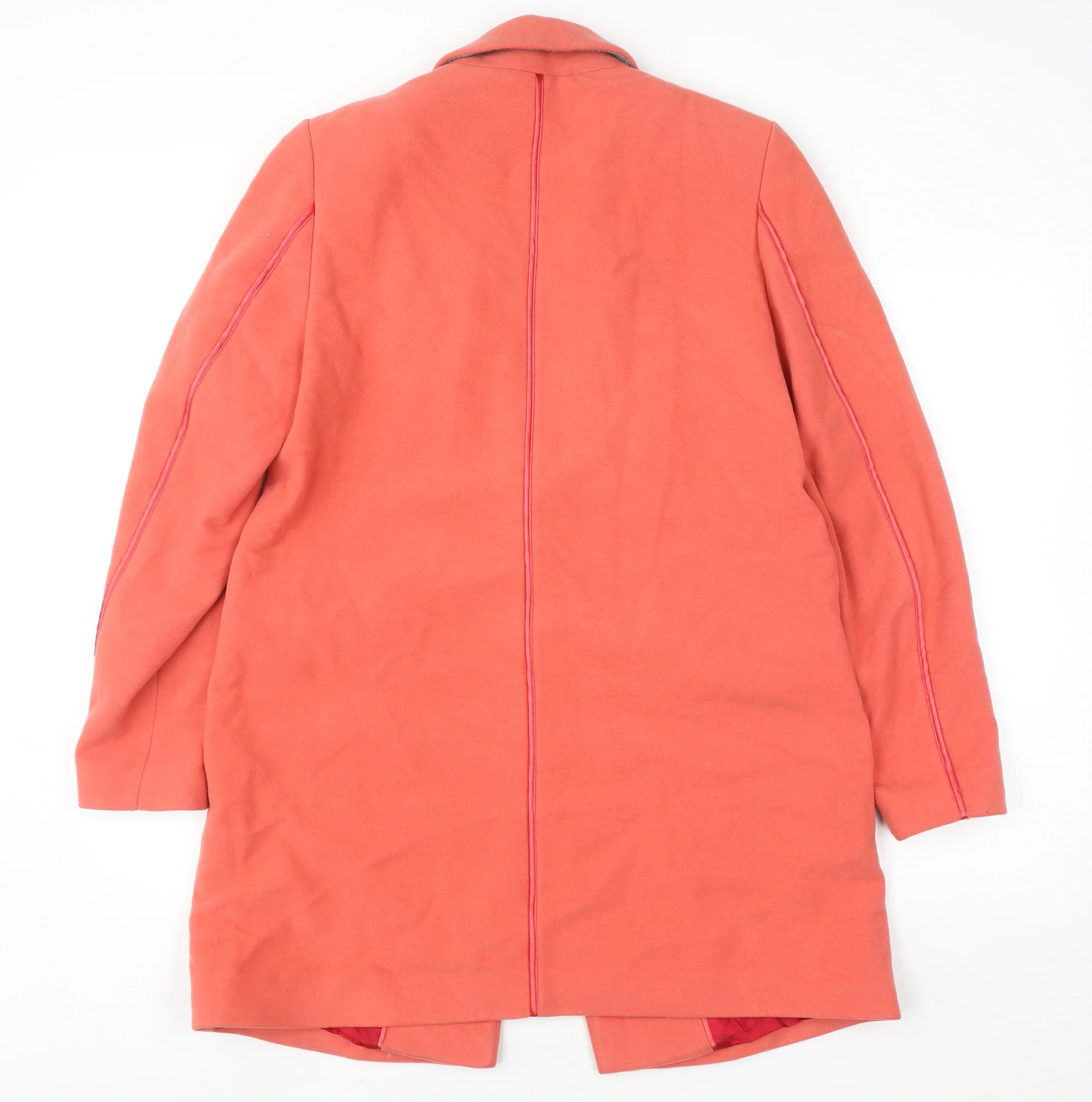 Reiss Women’s Orange Wool Blend Mid-Length Overcoat Size M - Image 3