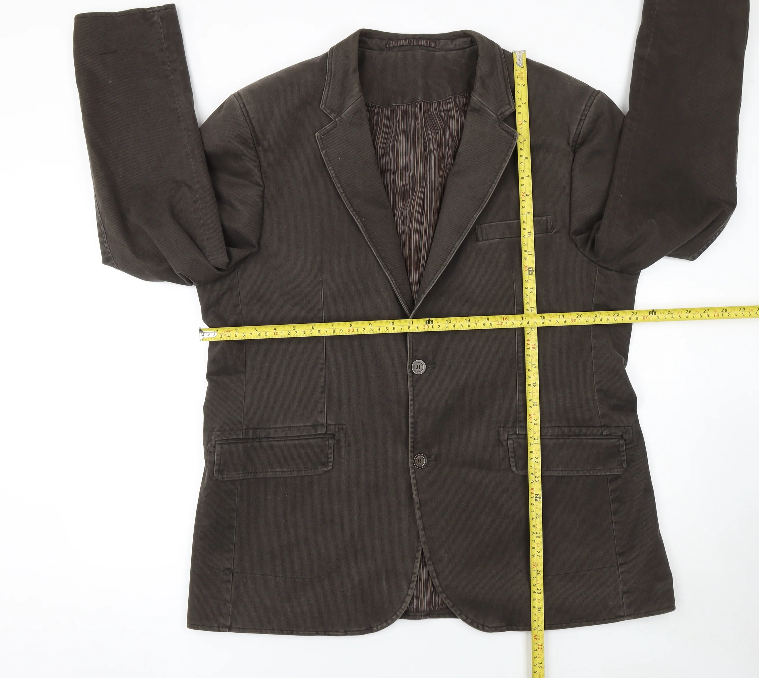 Remus Uomo Men's Brown Cotton Slim Blazer Jacket 46R - Image 2