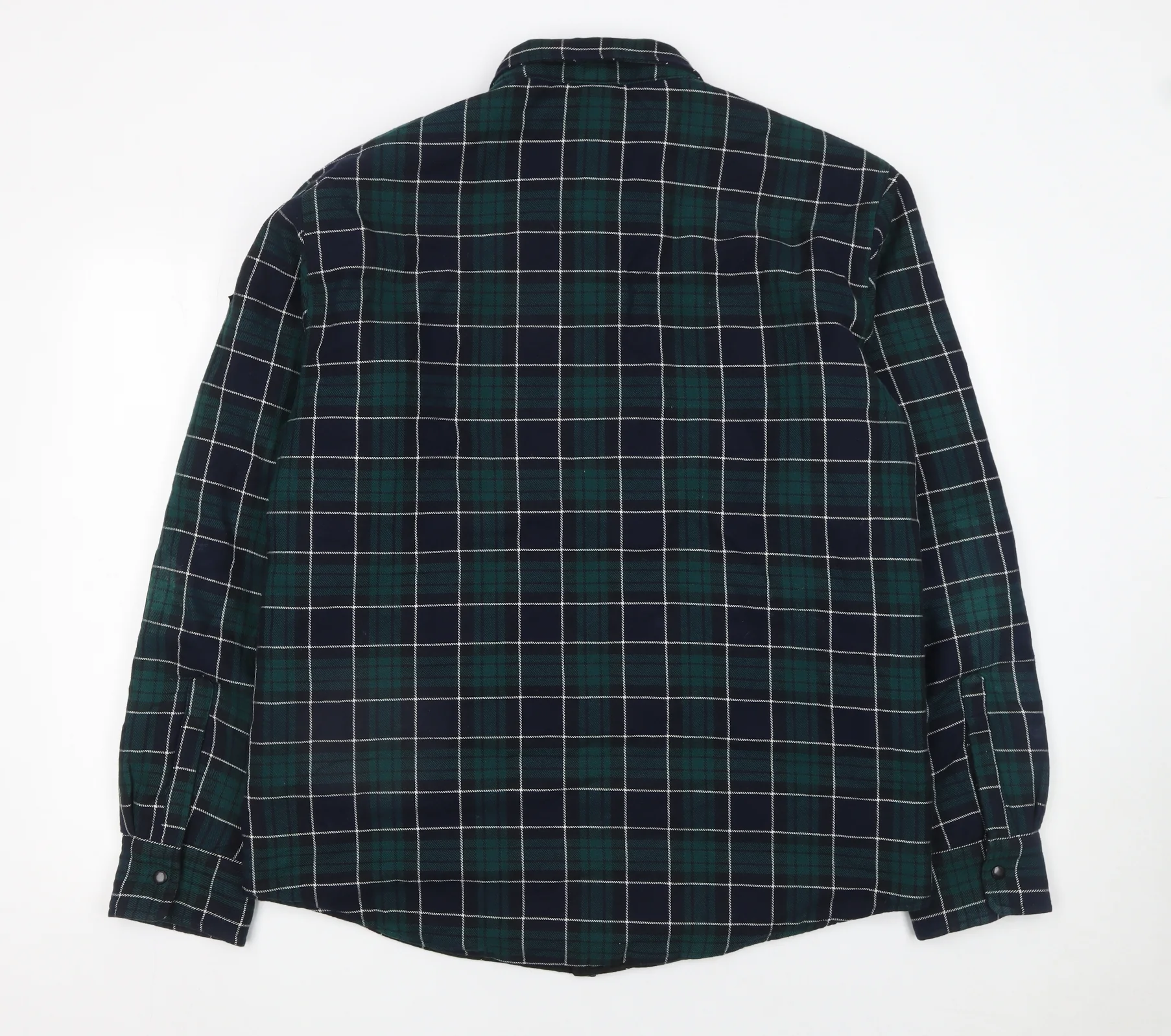 Replay Men's Blue Plaid Cotton Button-Up Long Sleeve Shirt Size L - Image 3