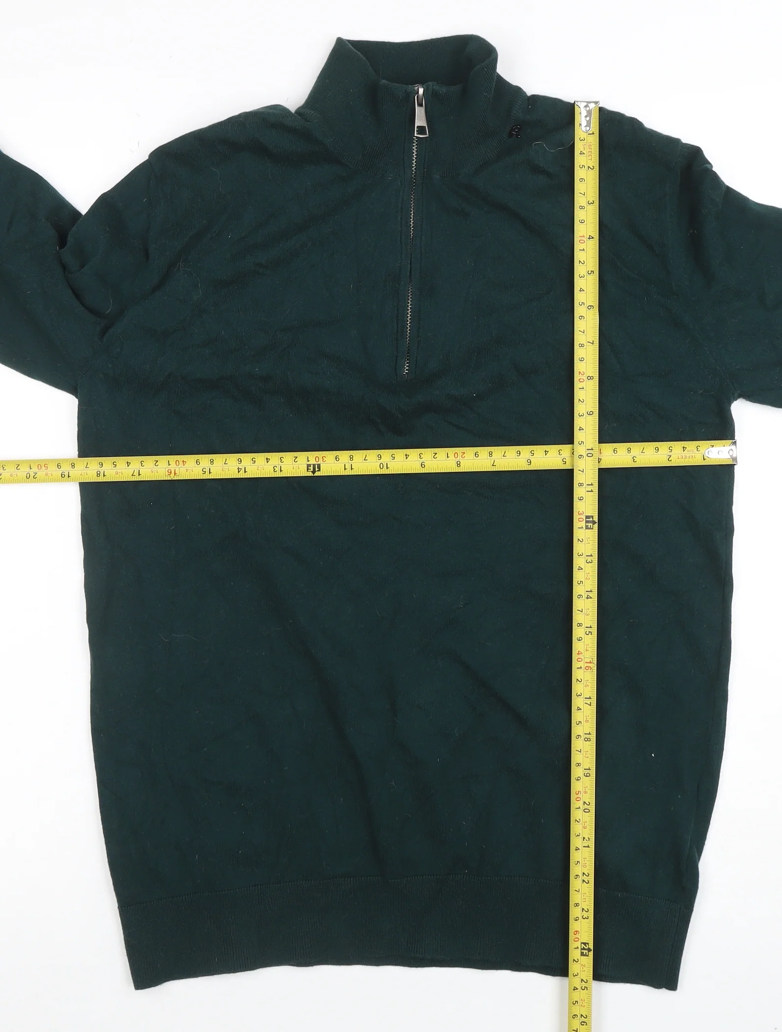 Replay Men's Green 1/4 Zip Long Sleeve Cotton Jumper Size M - Image 2