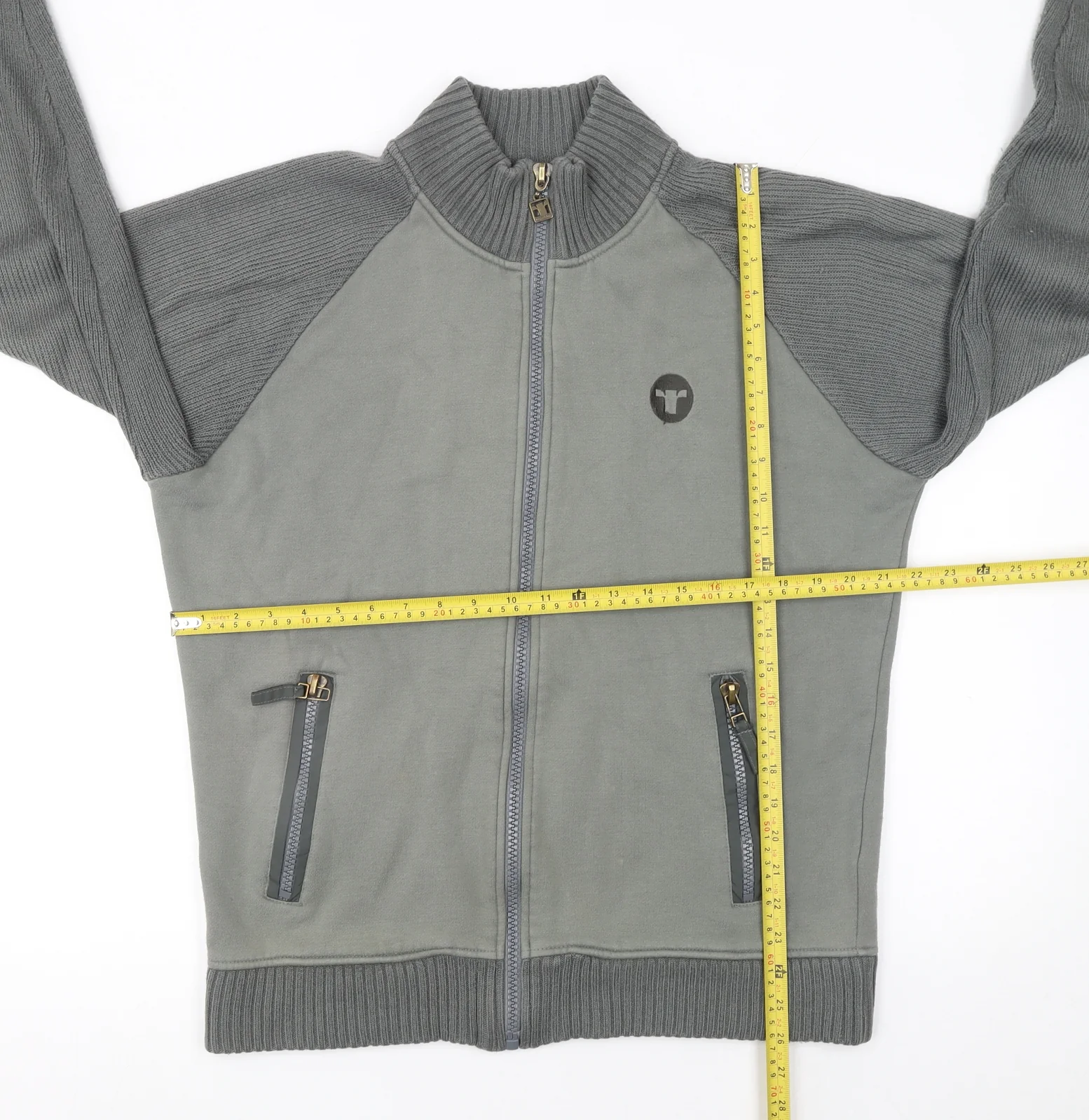 Republic Men’s Grey Full Zip Knit Jumper XL High Neck - Image 2