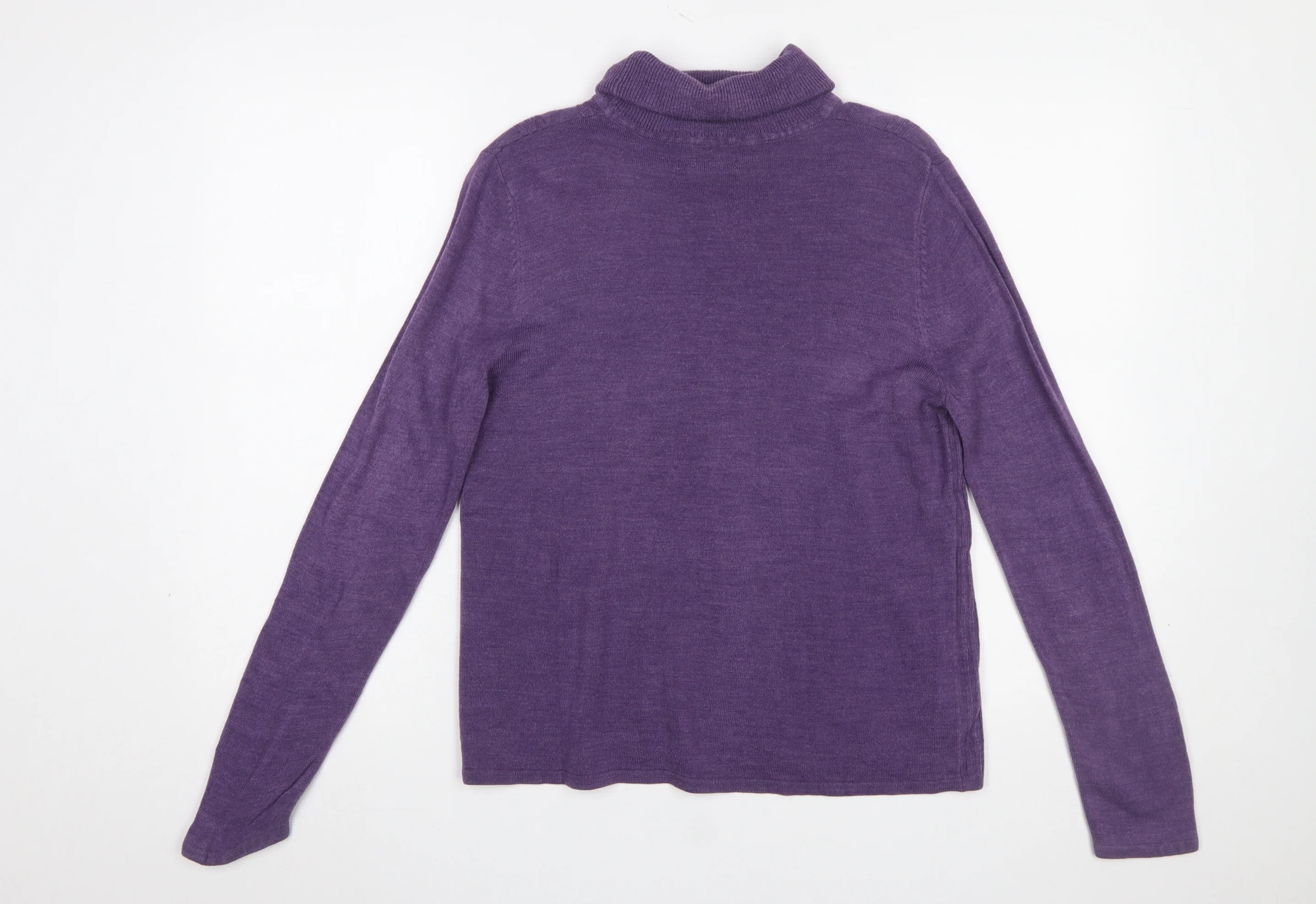 Requirements Women Purple Roll Neck Cable-Knit Jumper Size M Acrylic - Image 3