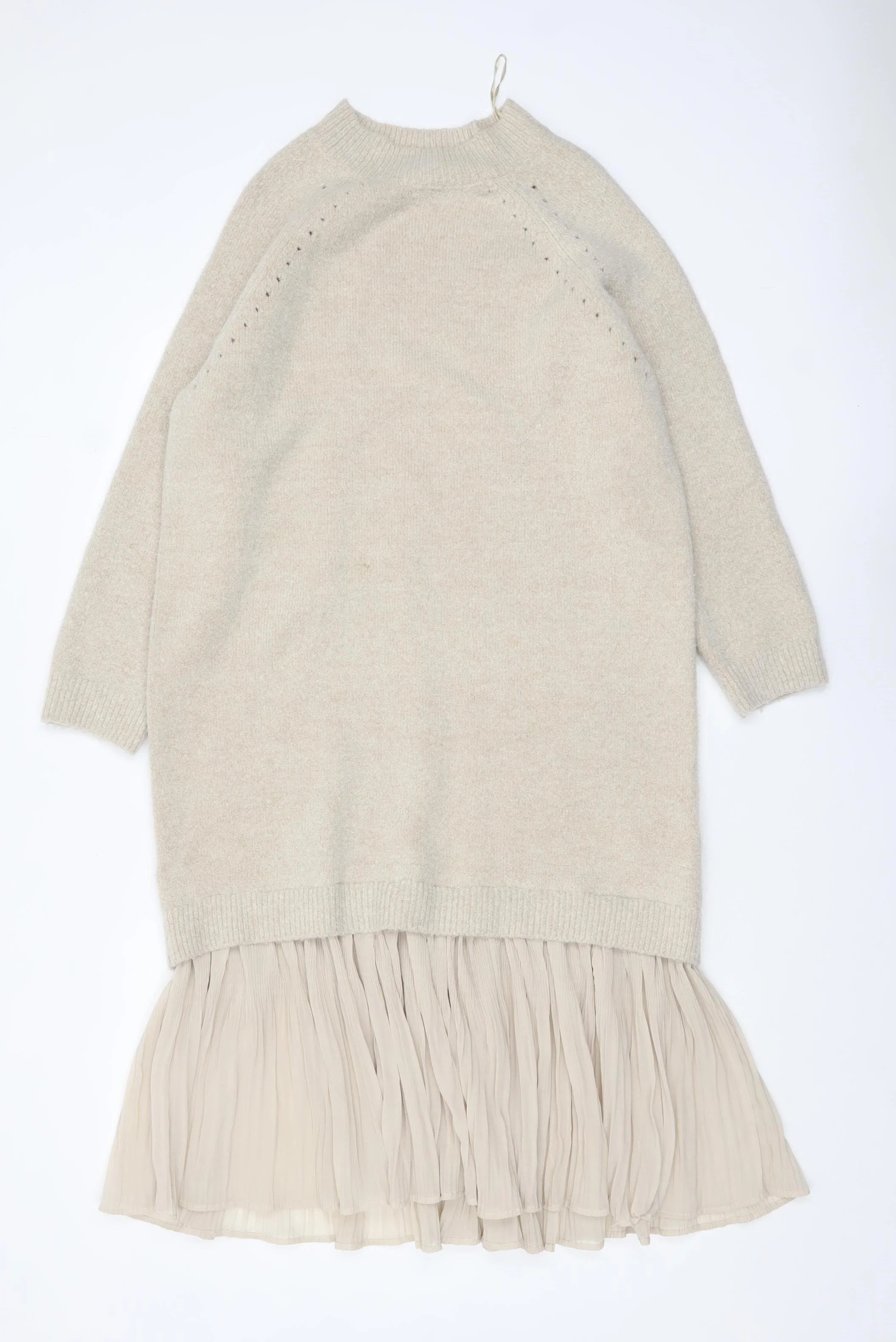 Reserved Women’s Beige Knit Pleated Midi Sweater Dress S - Image 3