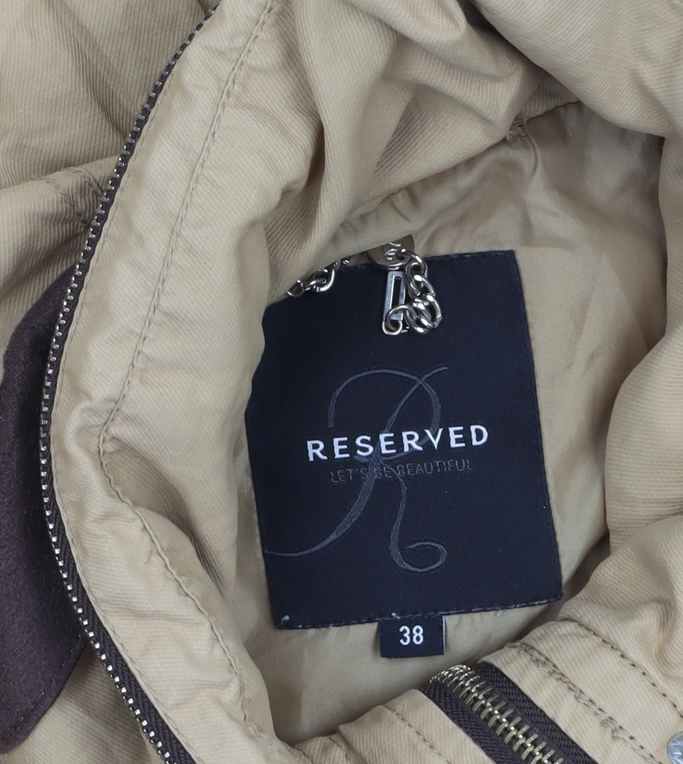 Reserved Women's Beige Mid-Length Parka Coat Size 10 - Image 5