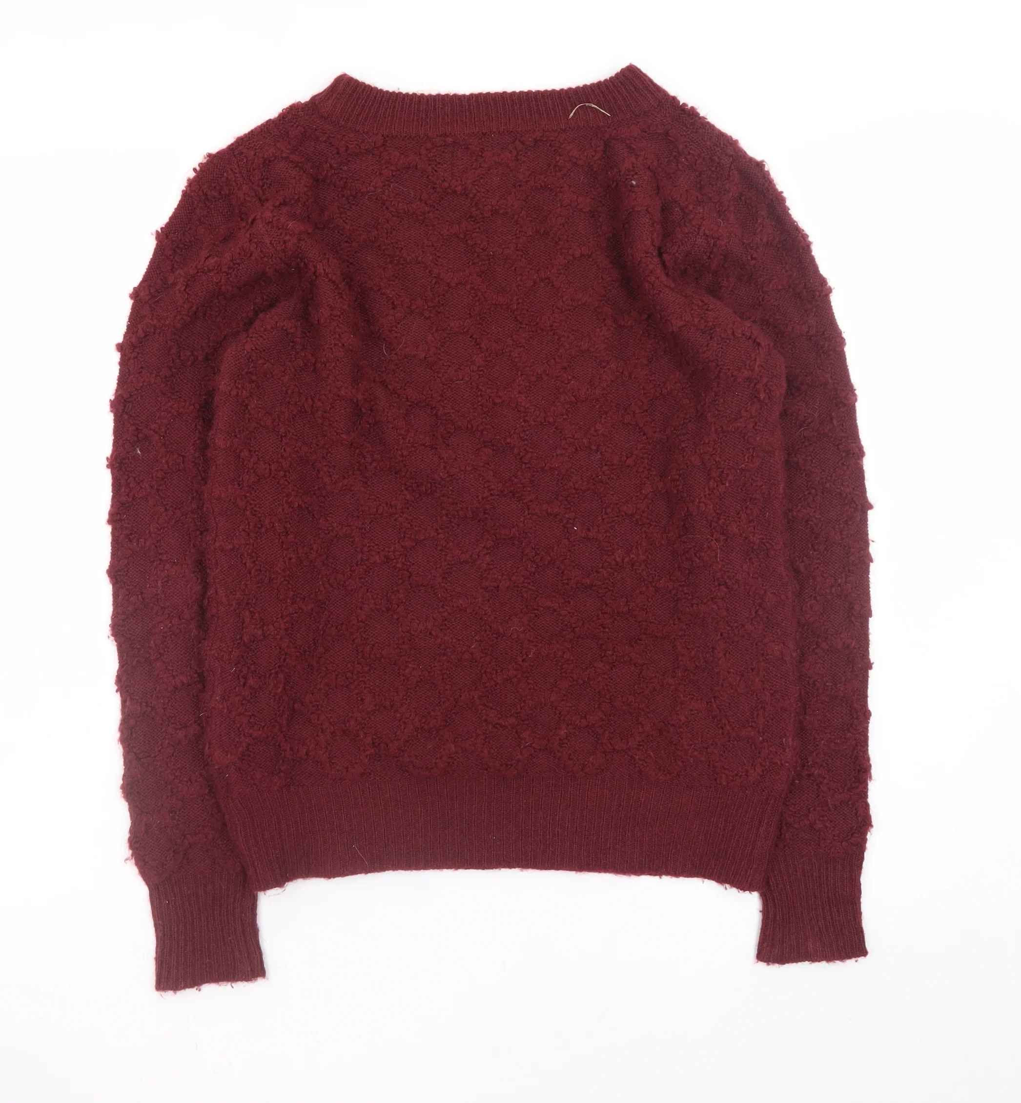 Ribbon Womens Red Textured Knit Crew Neck Jumper Size 8 - Image 3