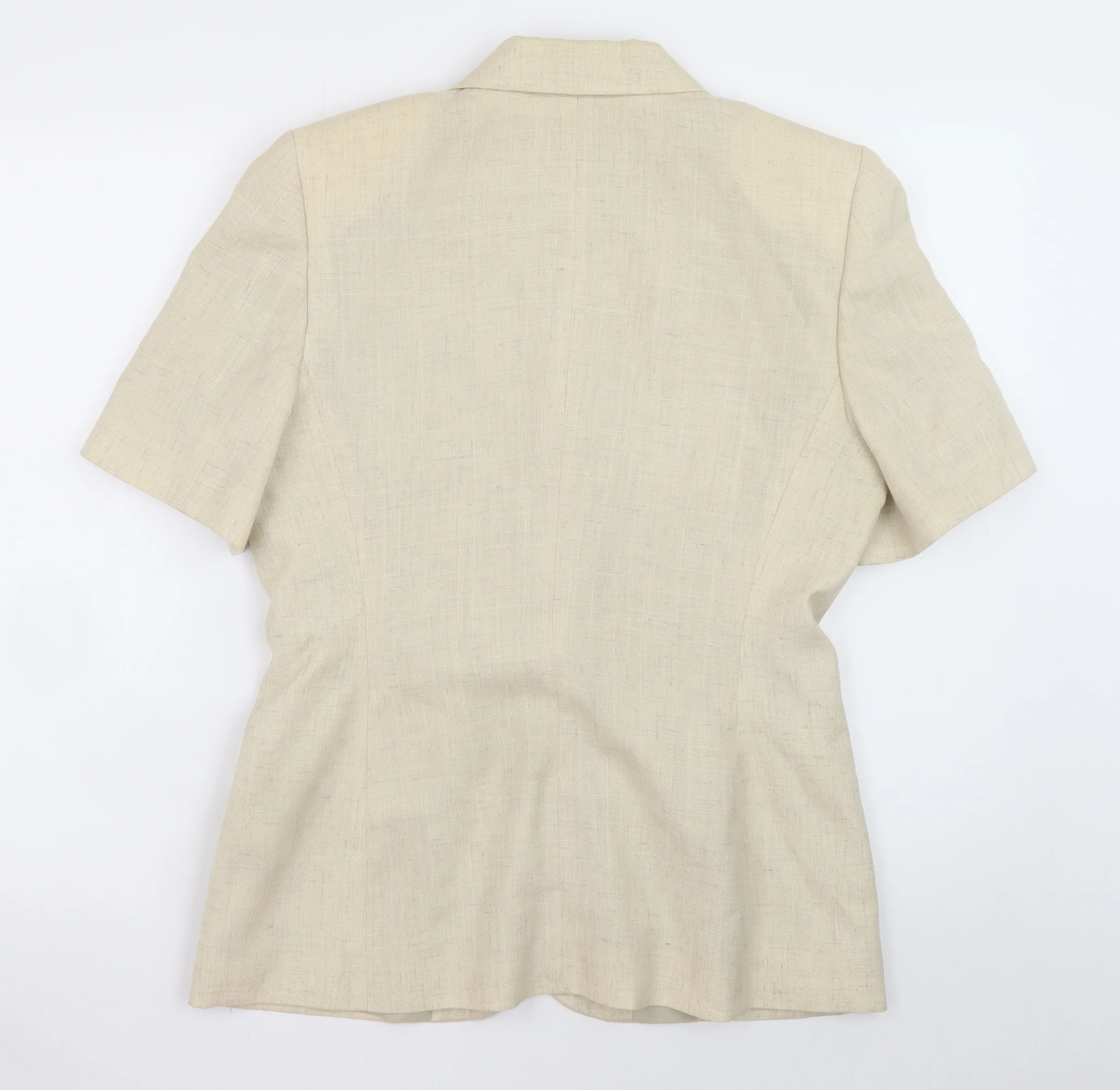 Richards Women Beige Linen Blend Short Sleeve Blazer Size 12 - Image 3