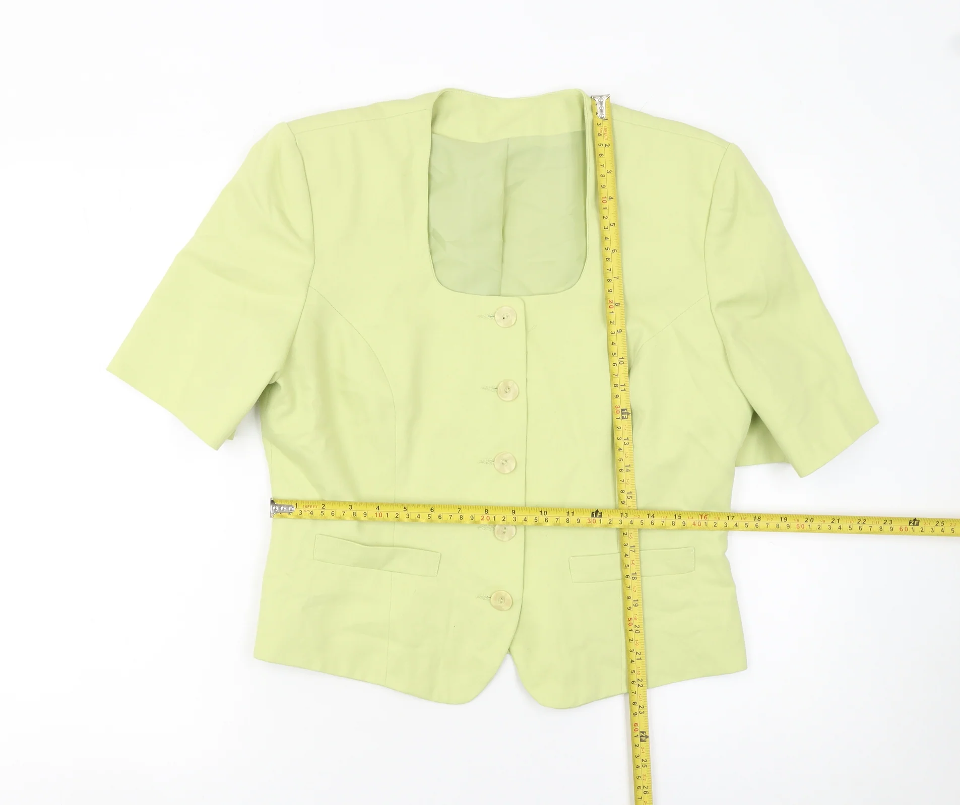 Richards Women Lime Green Short Sleeve Suit Jacket Size 14 - Image 2