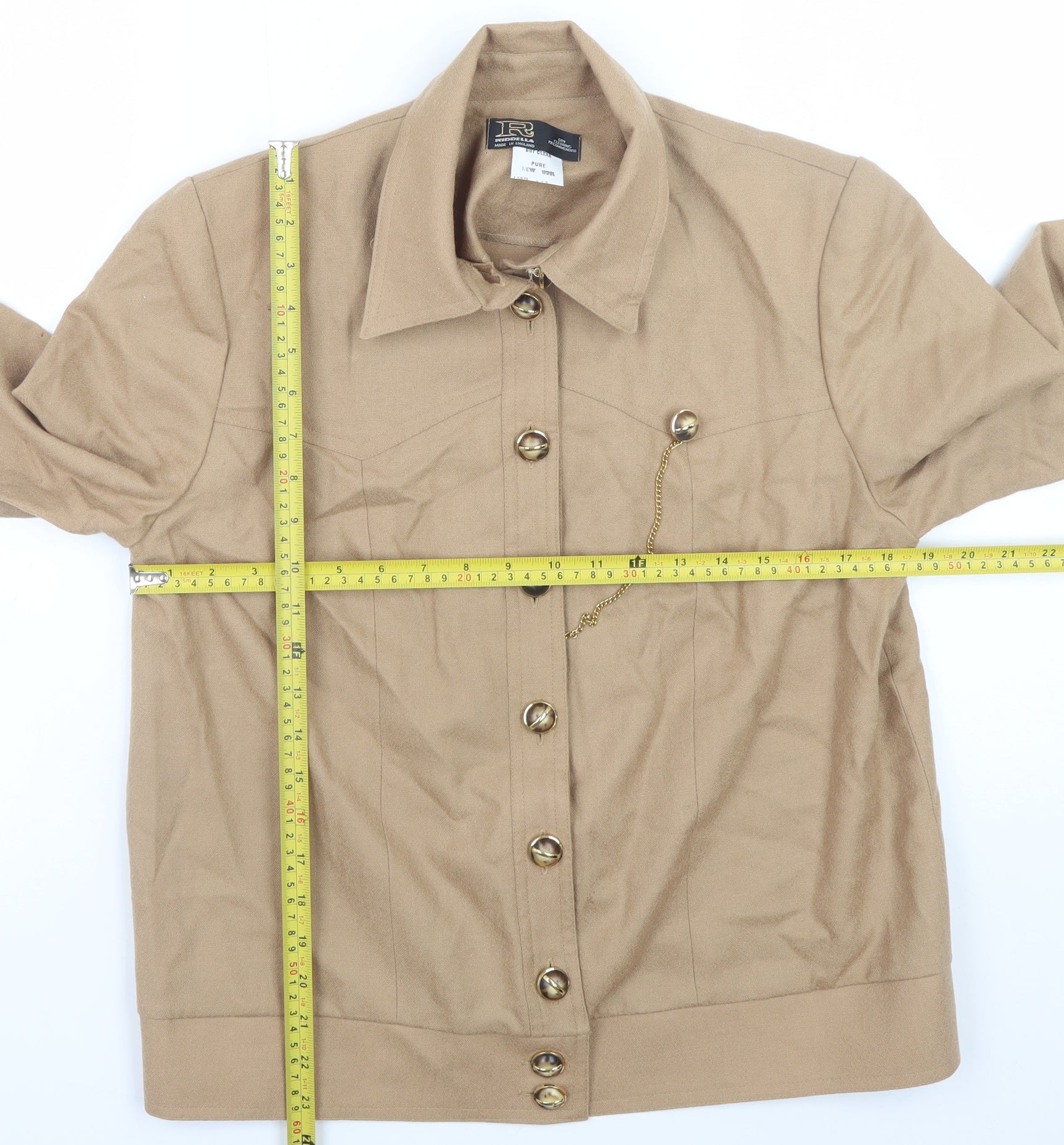 Riddella Girls Beige Wool Button-Up Jacket Size 14 Classic Style - Image 2