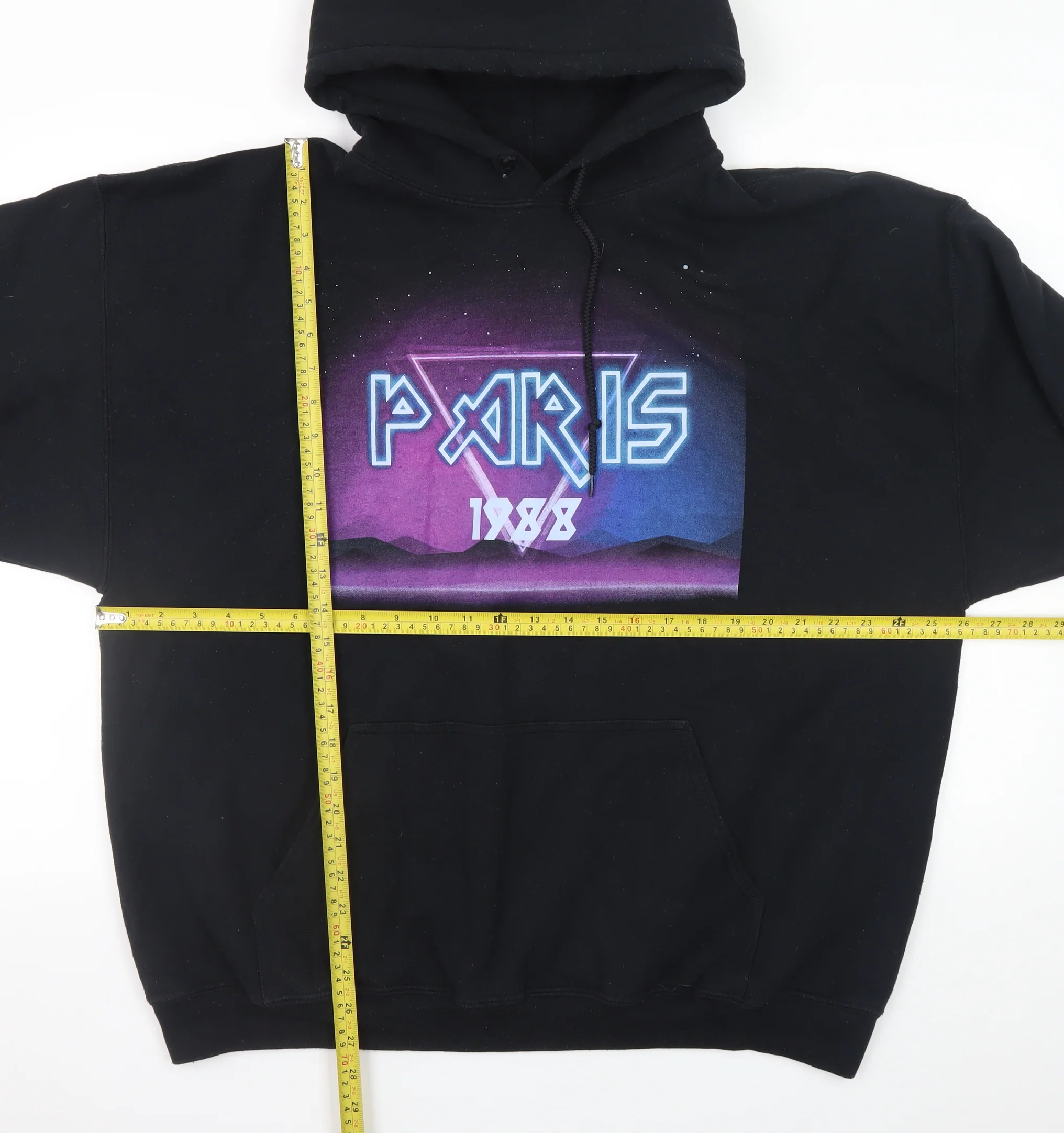 River Island Men’s Black Paris 1988 Pullover Hoodie Size L - Image 2