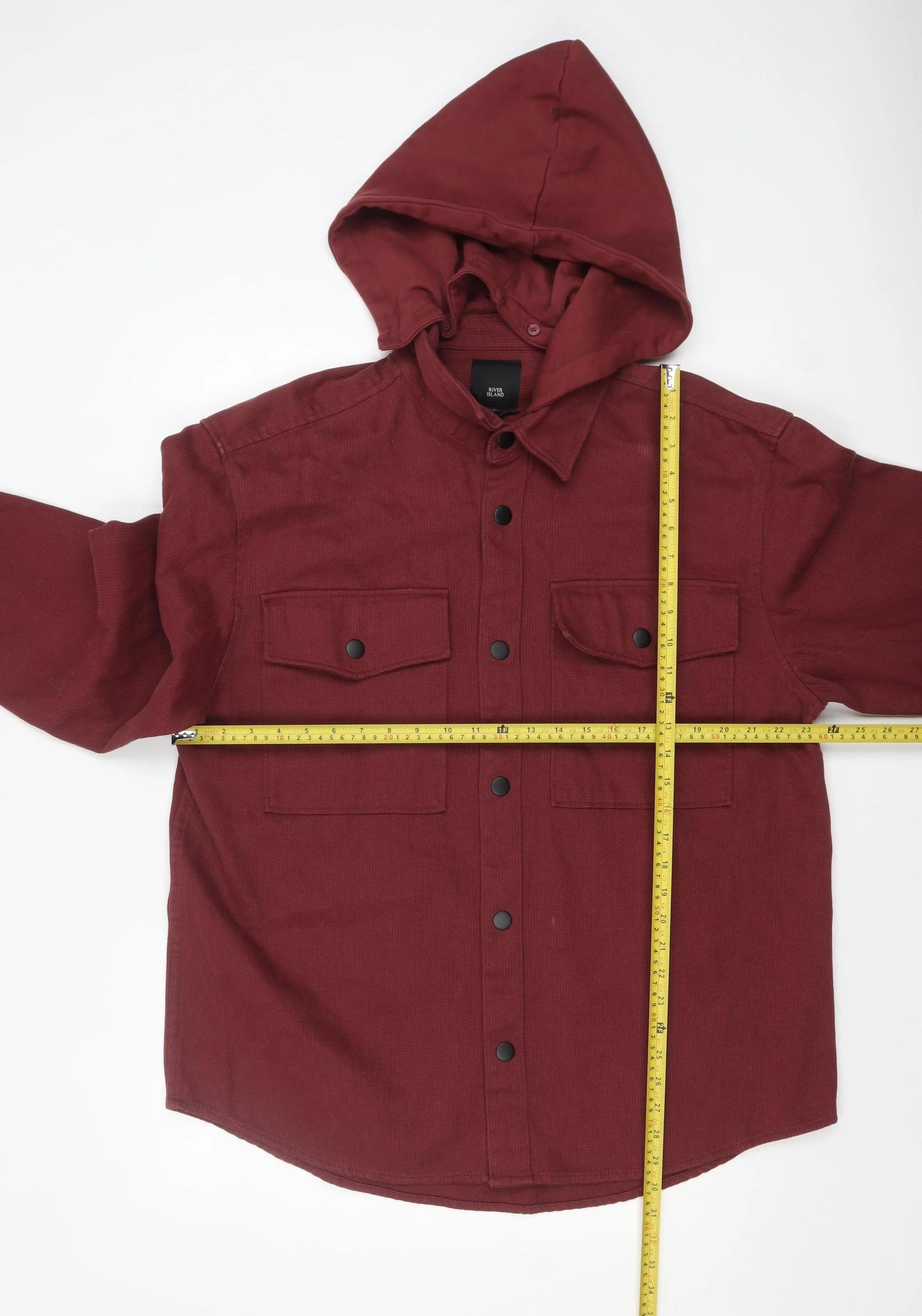 River Island Men’s Red Hooded Cotton Jacket Size L Casual - Image 2
