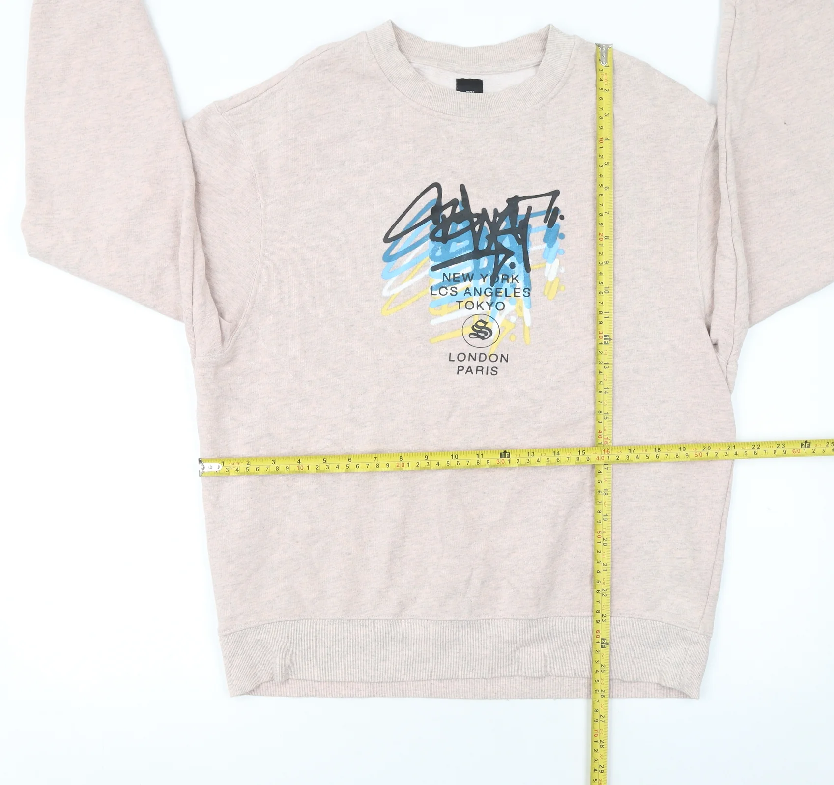 River Island Men's Beige Graphic Print Pullover Sweatshirt M - Image 2