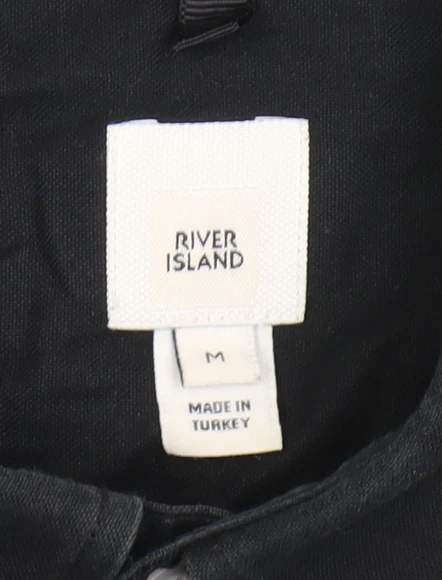 River Island Men's Black Cotton Button-Up Long Sleeve Shirt Size M - Image 4