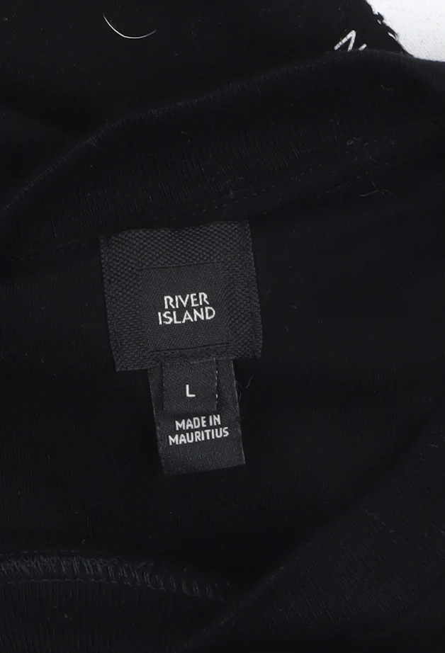 River Island Men's Black Space Print Long Sleeve Graphic Top L - Image 5